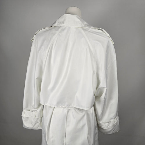 Vintage SportEase Fashions White Double-Breasted Belted Trench Coat – Size 8