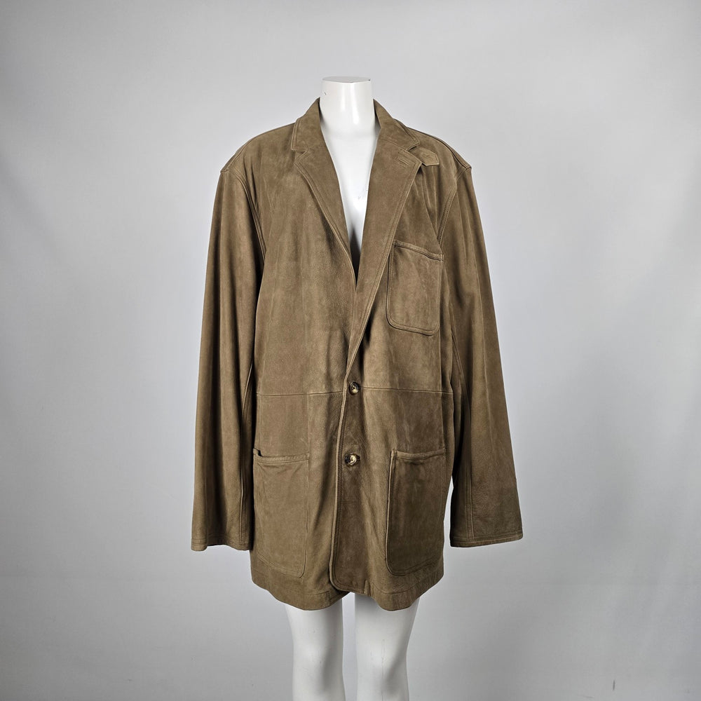 Orvis Oversize Brown Genuine Leather Blazer Jacket – Size L/XL