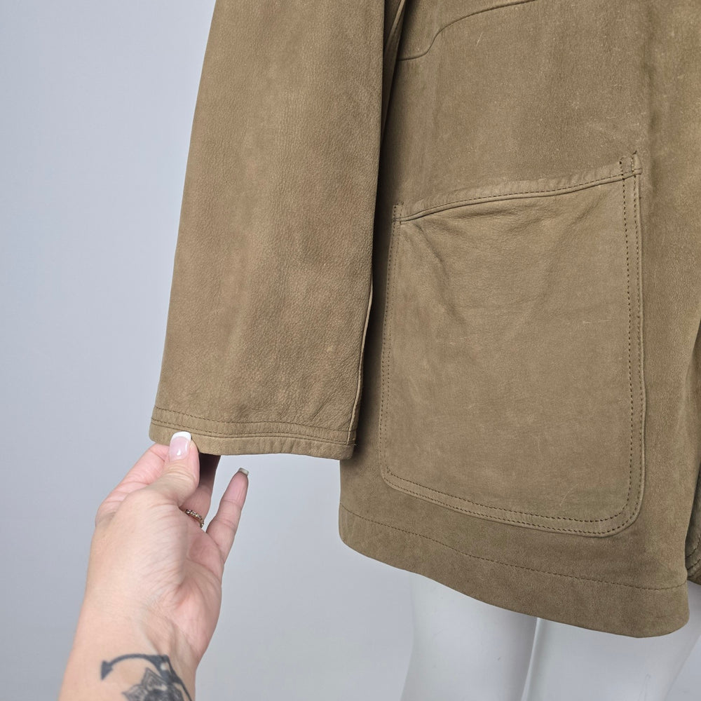 Orvis Oversize Brown Genuine Leather Blazer Jacket – Size L/XL
