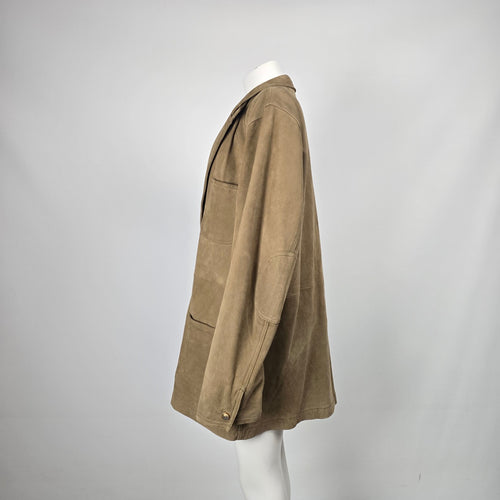 Orvis Oversize Brown Genuine Leather Blazer Jacket – Size L/XL