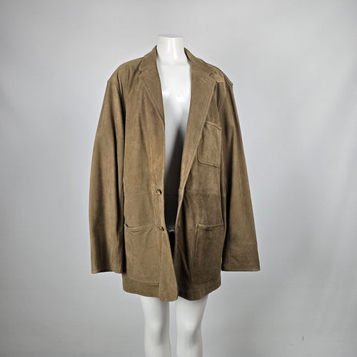 Orvis Oversize Brown Genuine Leather Blazer Jacket – Size L/XL