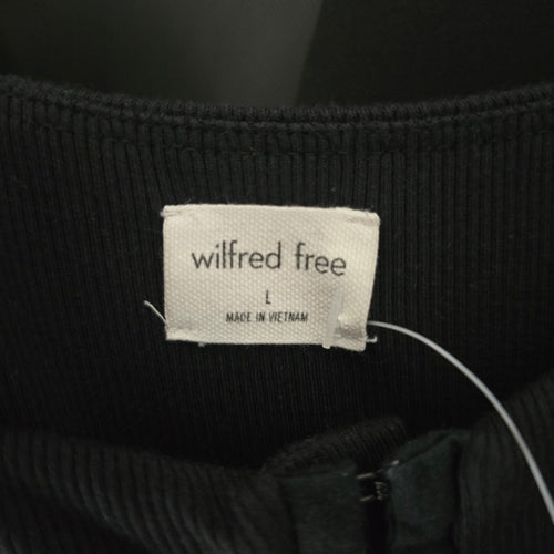 Wilfred Free Fortune Black Ribbed Hook-and-Eye Puff Sleeve Mini Dress - Size L