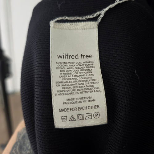 Wilfred Free Fortune Black Ribbed Hook-and-Eye Puff Sleeve Mini Dress - Size L