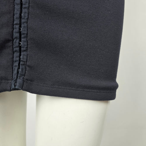 Wilfred Free Fortune Black Ribbed Hook-and-Eye Puff Sleeve Mini Dress - Size L