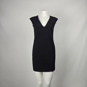 Zara Basic Black V-Neck Cap Sleeve Sheath Mini Dress - Size XS