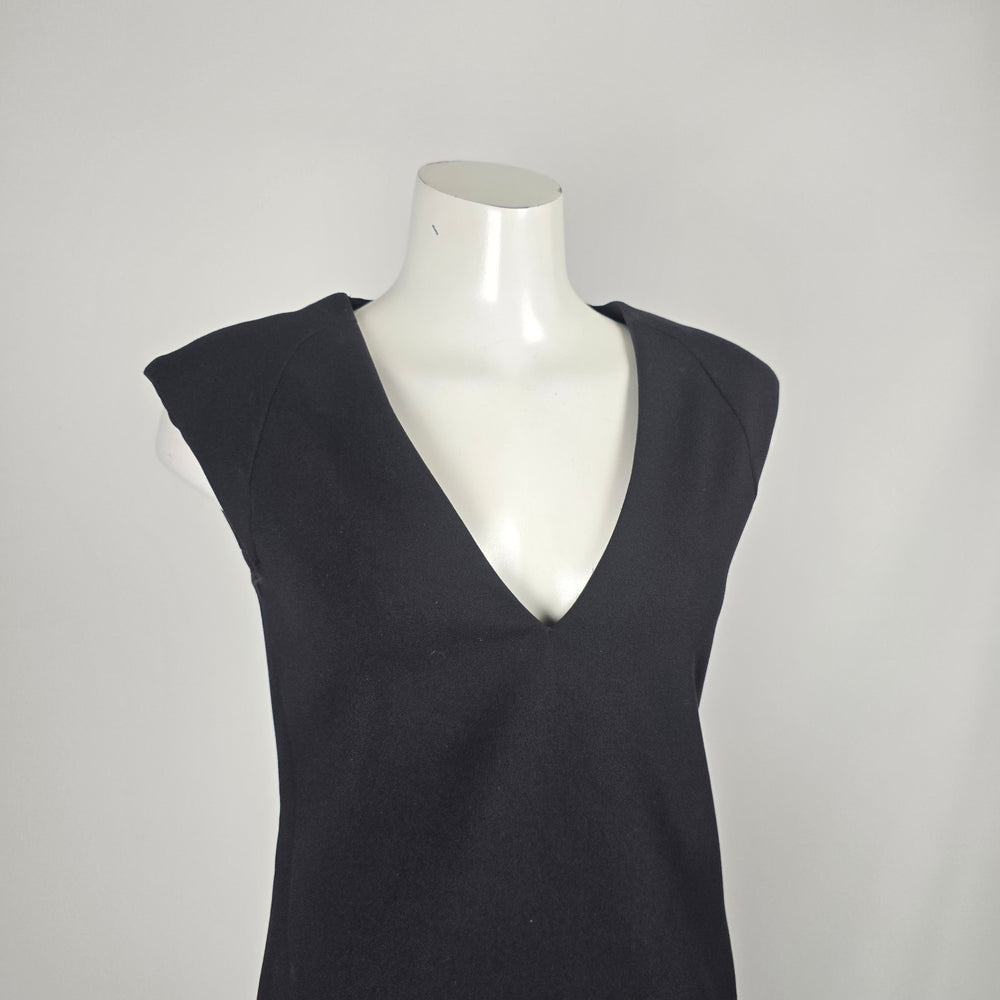 Zara Basic Black V-Neck Cap Sleeve Sheath Mini Dress - Size XS