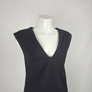 Zara Basic Black V-Neck Cap Sleeve Sheath Mini Dress - Size XS