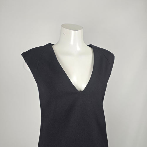 Zara Basic Black V-Neck Cap Sleeve Sheath Mini Dress - Size XS