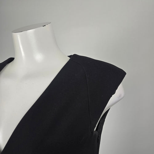 Zara Basic Black V-Neck Cap Sleeve Sheath Mini Dress - Size XS