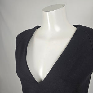 Zara Basic Black V-Neck Cap Sleeve Sheath Mini Dress - Size XS
