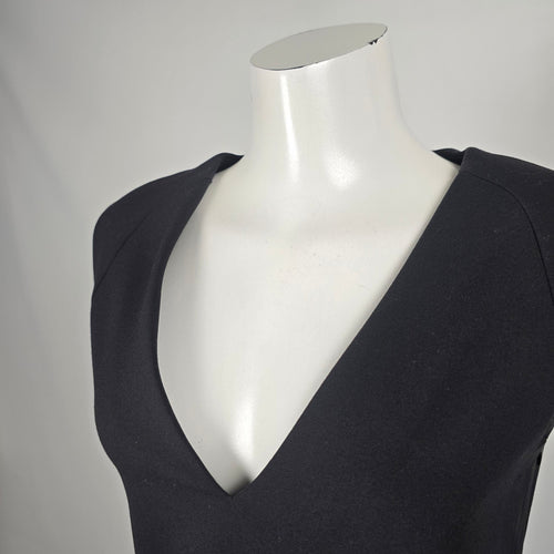 Zara Basic Black V-Neck Cap Sleeve Sheath Mini Dress - Size XS