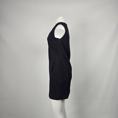 Zara Basic Black V-Neck Cap Sleeve Sheath Mini Dress - Size XS