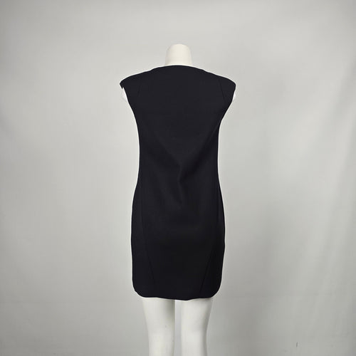 Zara Basic Black V-Neck Cap Sleeve Sheath Mini Dress - Size XS