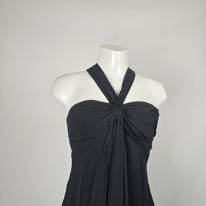 Maggy London Black Silk Halter Midi Dress – Size 14