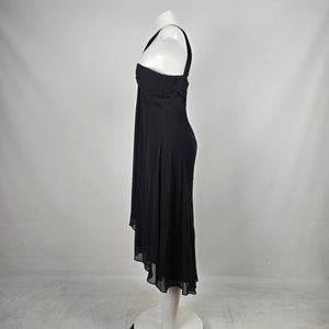 Maggy London Black Silk Halter Midi Dress – Size 14
