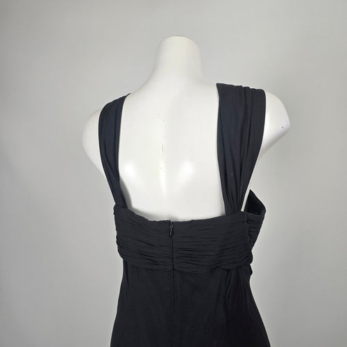 Maggy London Black Silk Halter Midi Dress – Size 14