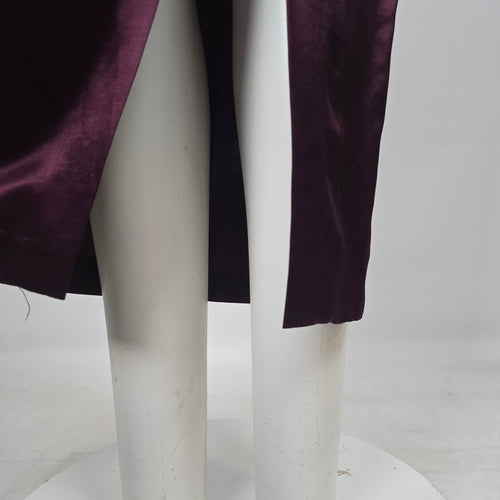Vintage Purple Velvet Mandarin-Collar Frog-Button Dress - Size S
