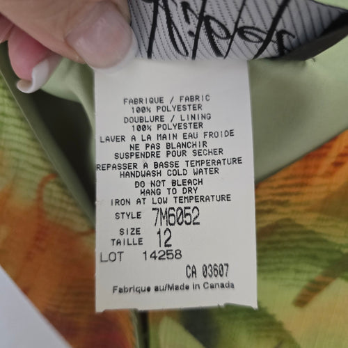 Vintage Jolibel Tropical Floral Flutter-Sleeve Wrap Dress – Size 12