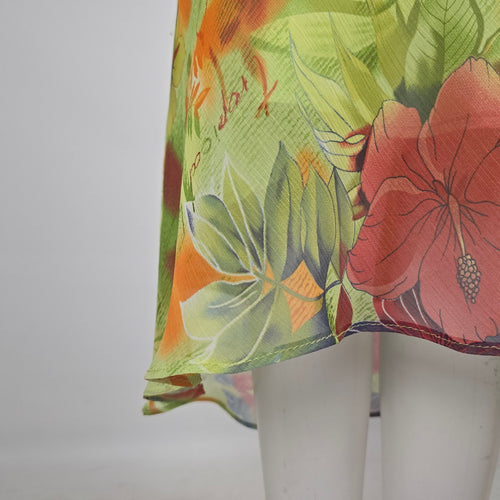 Vintage Jolibel Tropical Floral Flutter-Sleeve Wrap Dress – Size 12