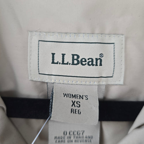 L.L.Bean Women’s Beige Hooded Long Raincoat Trench Jacket - Size XS