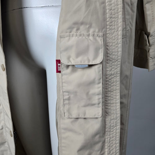 L.L.Bean Women’s Beige Hooded Long Raincoat Trench Jacket - Size XS