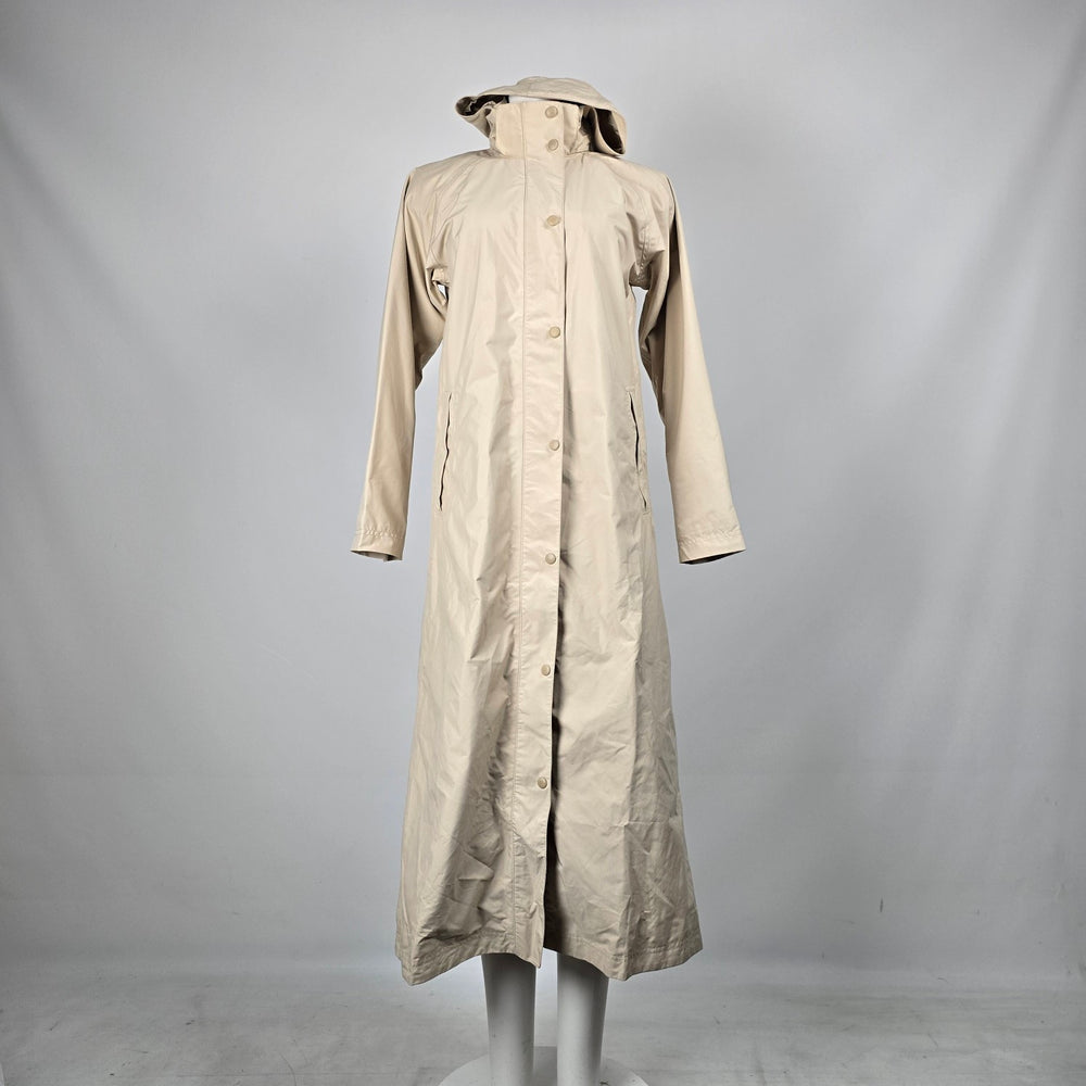 L.L.Bean Women’s Beige Hooded Long Raincoat Trench Jacket - Size XS