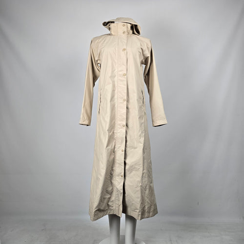 L.L.Bean Women’s Beige Hooded Long Raincoat Trench Jacket - Size XS