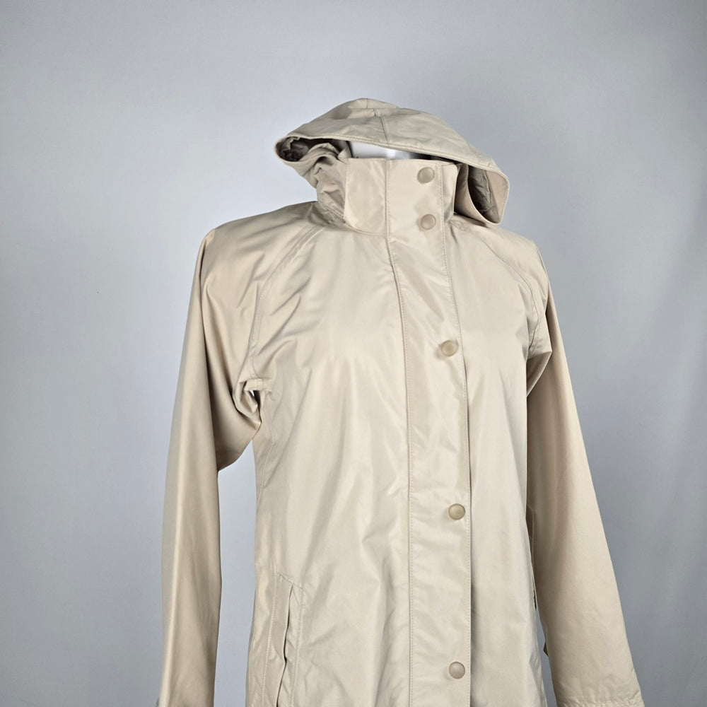 L.L.Bean Women’s Beige Hooded Long Raincoat Trench Jacket - Size XS