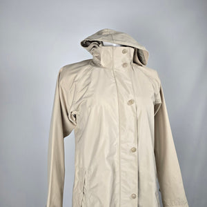 L.L.Bean Women’s Beige Hooded Long Raincoat Trench Jacket - Size XS