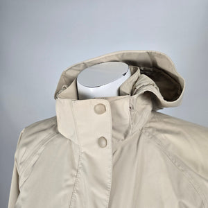 L.L.Bean Women’s Beige Hooded Long Raincoat Trench Jacket - Size XS