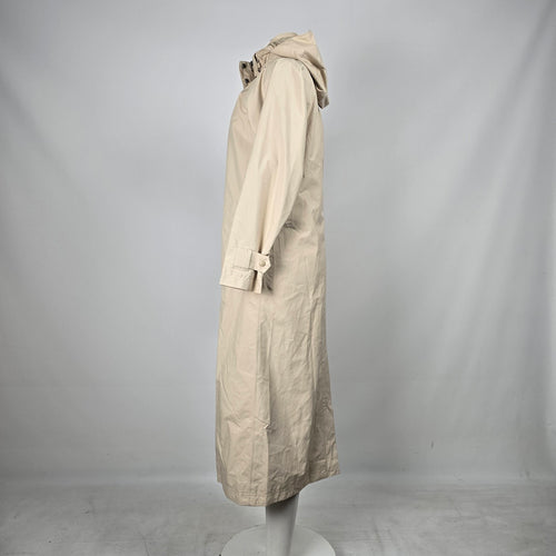 L.L.Bean Women’s Beige Hooded Long Raincoat Trench Jacket - Size XS