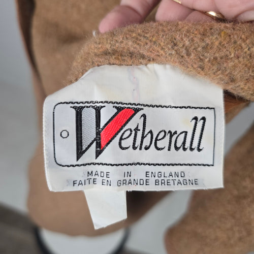 Vintage Wetherall England Brown & Plaid Reversible Wool Coat - Size M