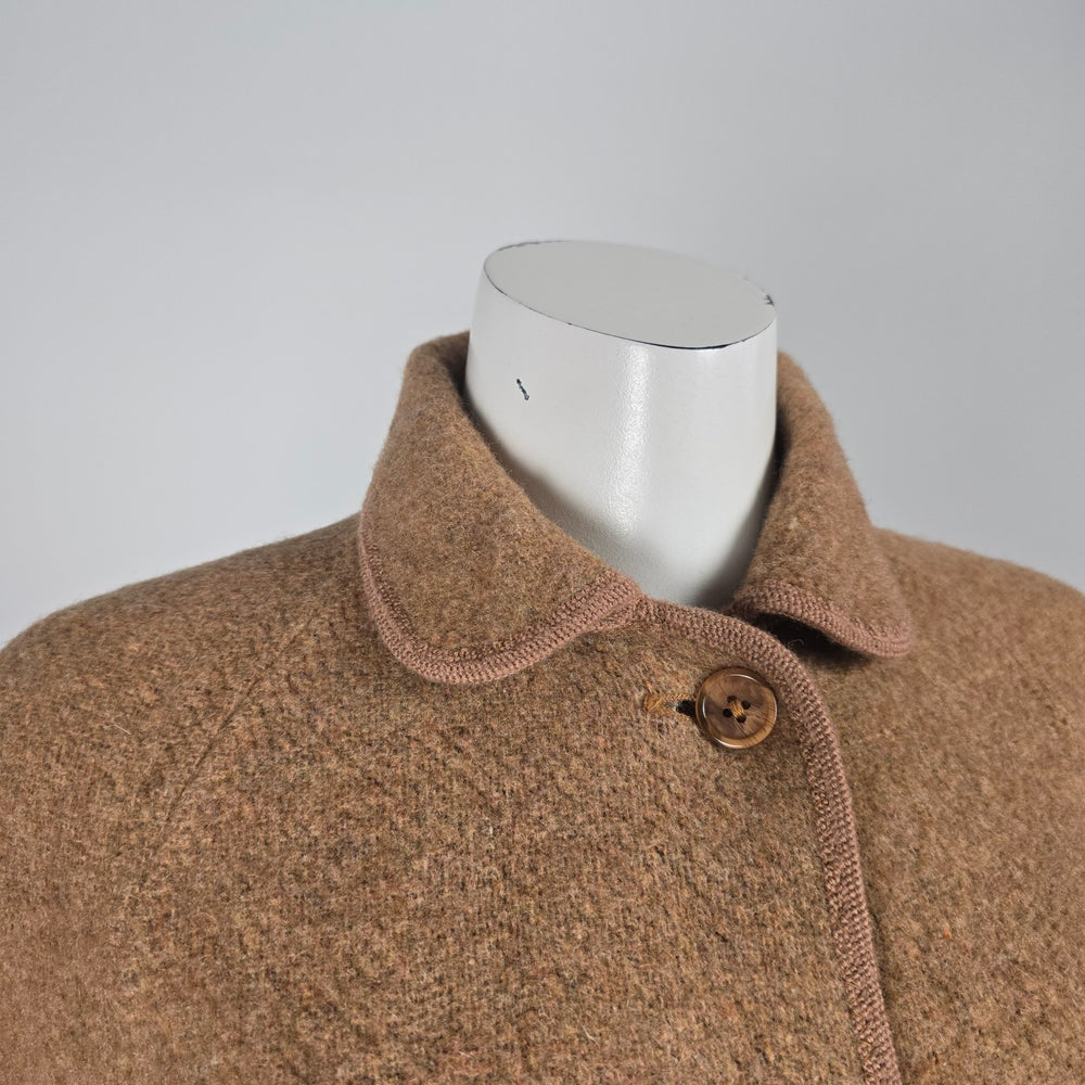 Vintage Wetherall England Brown & Plaid Reversible Wool Coat - Size M