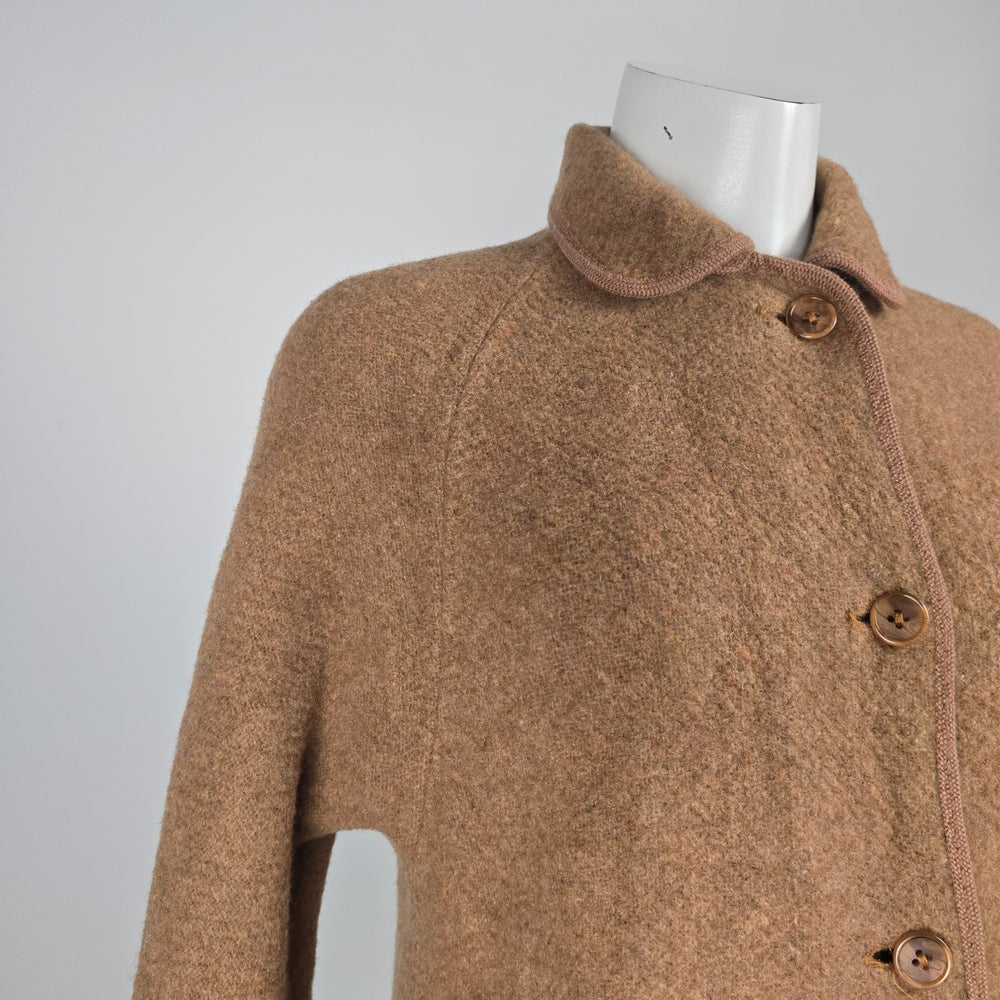 Vintage Wetherall England Brown & Plaid Reversible Wool Coat - Size M