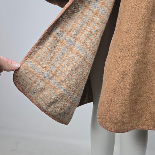 Vintage Wetherall England Brown & Plaid Reversible Wool Coat - Size M