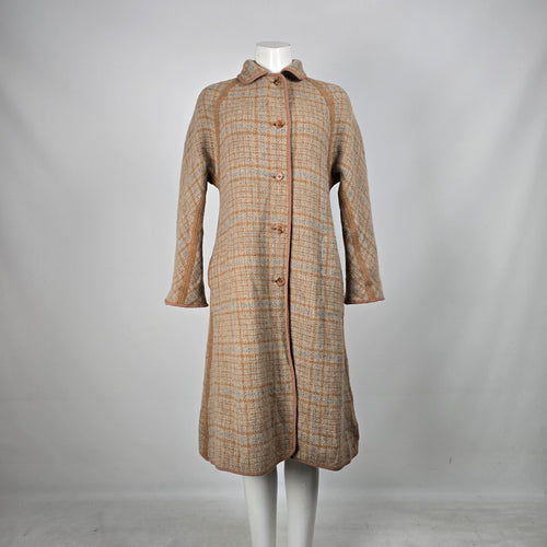 Vintage Wetherall England Brown & Plaid Reversible Wool Coat - Size M