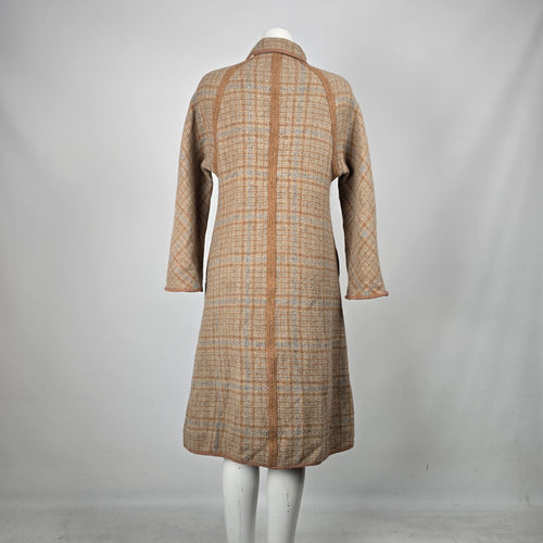 Vintage Wetherall England Brown & Plaid Reversible Wool Coat - Size M