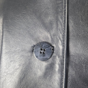 Vintage Bogato Black Leather Full-Length Hooded Coat with Fur Trim - Size 8