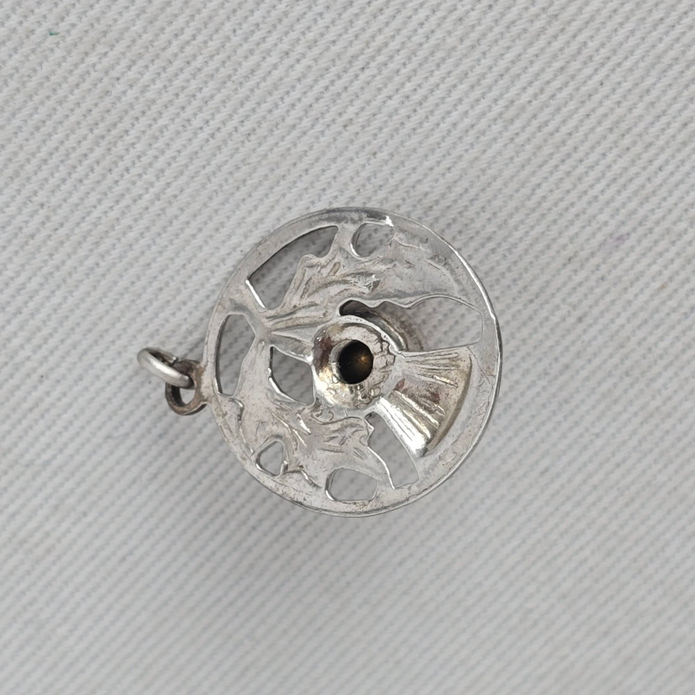Vintage Celtic Scottish Thistle Orange Rhinestone Pendant Charm