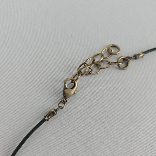 Signed Artisan Green Patina Dragonfly Pendant Necklace