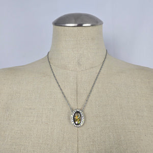 Disney Tinker Bell Silver-Tone Floating Crystal Oval Locket Necklace