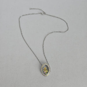 Disney Tinker Bell Silver-Tone Floating Crystal Oval Locket Necklace