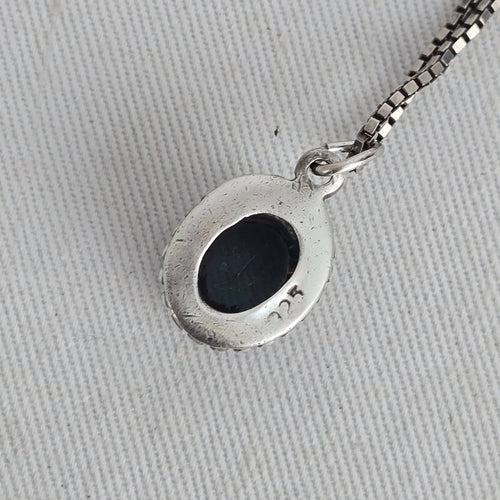 Sterling Silver 925 Oval Mystic Topaz Rainbow Stone Pendant Necklace