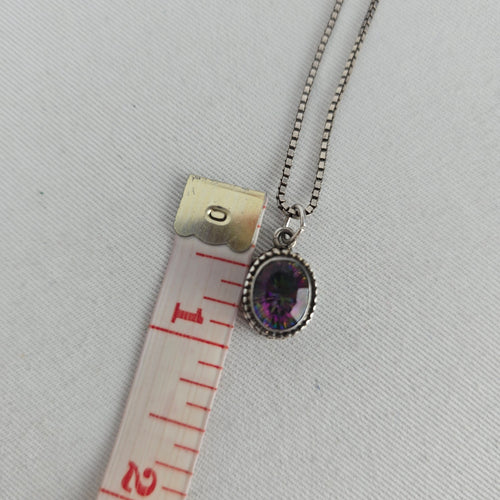 Sterling Silver 925 Oval Mystic Topaz Rainbow Stone Pendant Necklace