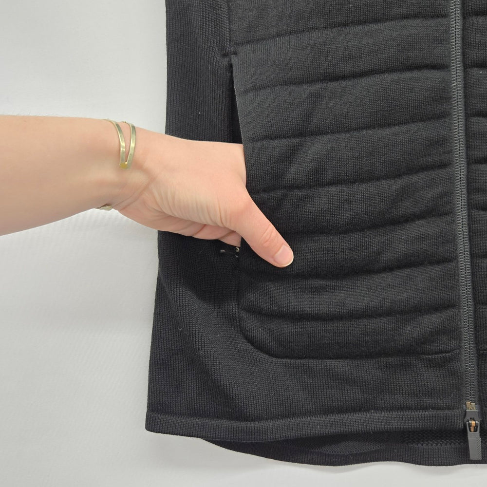 Icebreaker ZoneKnit Black Wool Quilted Full-Zip Vest - Size XS