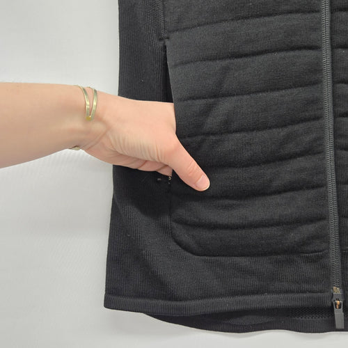 Icebreaker ZoneKnit Black Wool Quilted Full-Zip Vest - Size XS