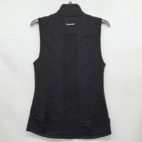 Icebreaker ZoneKnit Black Wool Quilted Full-Zip Vest - Size XS