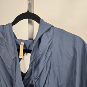 XCVI Blue Hooded Nylon Poncho Pullover Top - Size M/L