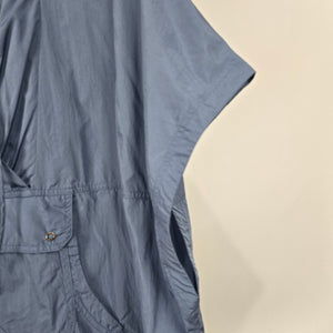 XCVI Blue Hooded Nylon Poncho Pullover Top - Size M/L