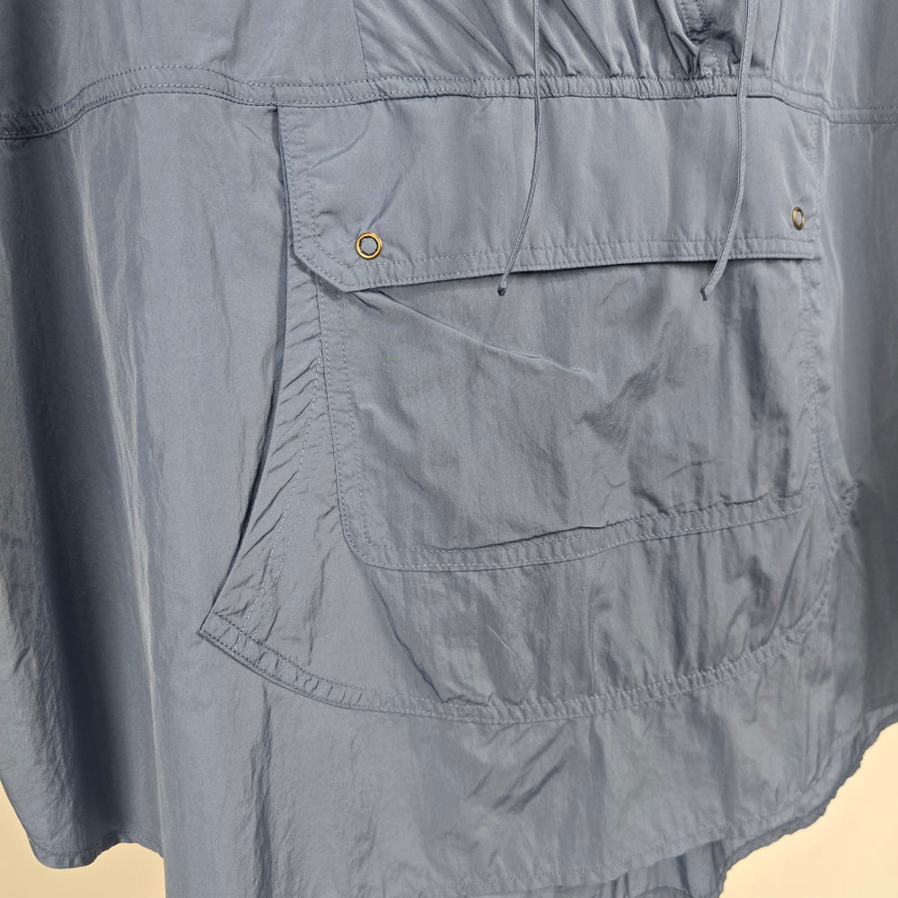 XCVI Blue Hooded Nylon Poncho Pullover Top - Size M/L